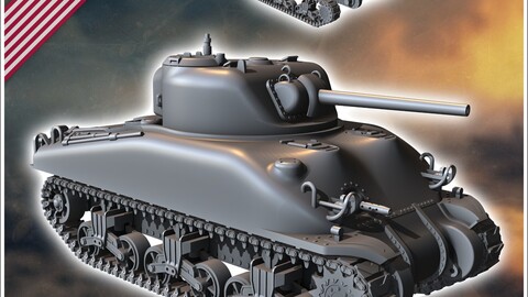 Sherman M4A1 | STL for 3D Printing Printer | Hard Surface