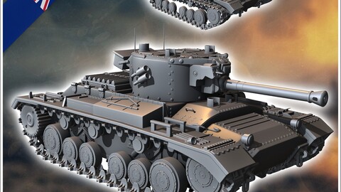 Valentine Mark Mk. XI infantry tank | STL for 3D Printing Printer | Hard Surface