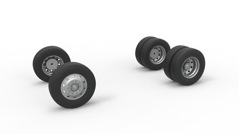 3D printable Wheel Set of Vintage GATR Racing Semi truck Version 2 Scale 1:25