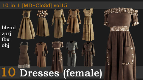 10 Dresses [fbx+obj+zprj+blend][clo+md]vol16