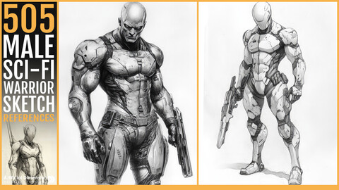 505 Male Sci-fi warrior sketch