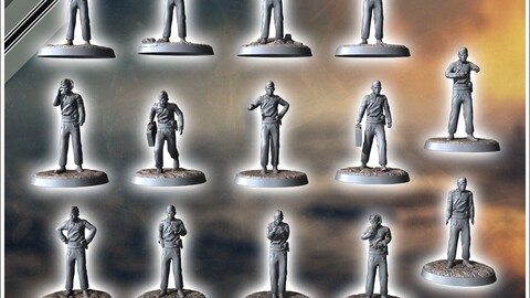 Set of 15 German WW2 tank crews | STL for 3D Printing Printer | Hard Surface