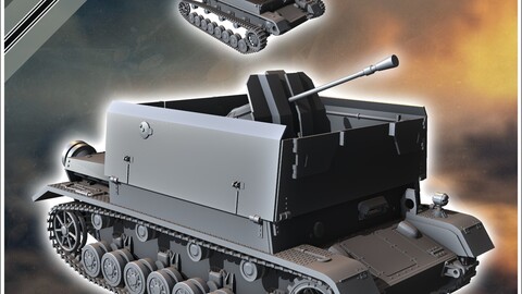 Flakpanzer IV AA Möbelwagen | STL for 3D Printing Printer | Hard Surface