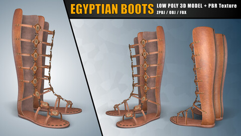 Egyptian Boots - Game Ready Model - PBR Textures