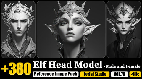 380 Elf Head Model - Head Model Reference Image Pack v.76 |4K|