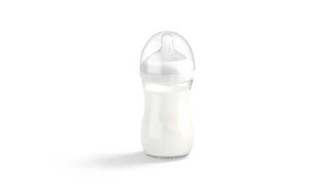 Plastic Baby Bottle With Milk - transparent children feeding container