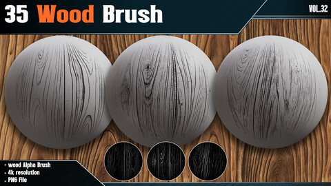 35 Wood Brush - Vol.32 ( 4K PNG )