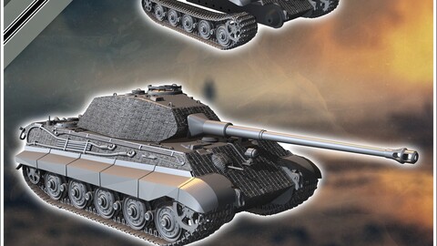 Panzer VI Tiger II (Porsche) | STL for 3D Printing Printer | Hard Surface