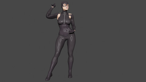 Catwoman Low-poly | Rigged 3D model