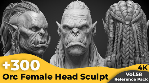 +300 ORC Female Head Sculpt Reference Images(4k)