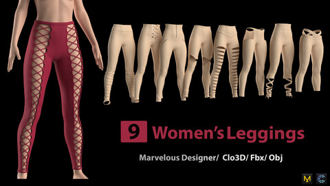 9 Women's leggings + Zprj +Obj + Fbx