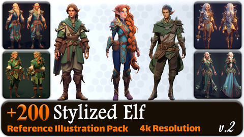 200 Stylized Elf Reference Pack | 4K | v.2