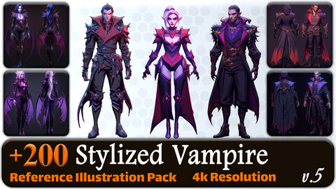 200 Stylized Vampire Reference Pack | 4K | v.5