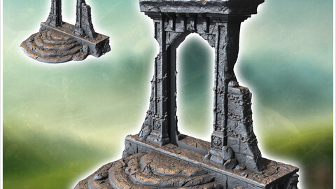 Ruined gothic structure with remnants of arches and detailed, eroded stone textures (2) | STL for 3D Printing Printer | Hard Surface