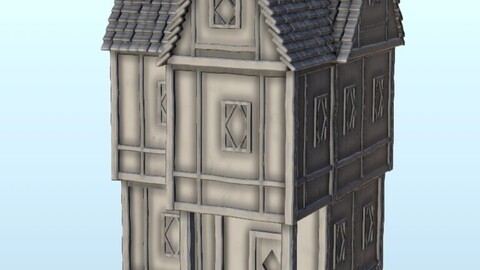 Medieval house with two columns 2 | STL for 3D Printing Printer | Hard Surface