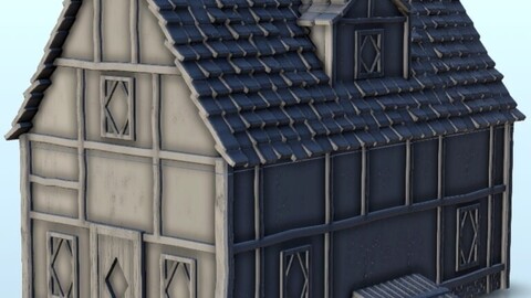 Medieval house with cellar exterior entrance 4 | STL for 3D Printing Printer | Hard Surface