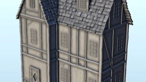 Medieval house with floor and entrance stair 6 | STL for 3D Printing Printer | Hard Surface