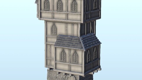 Medieval house in tower with stone stair 7 | STL for 3D Printing Printer | Hard Surface