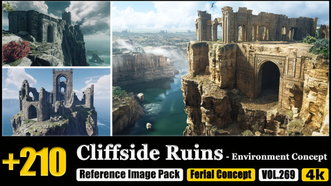 210 Cliffside Ruins - Environment Concept Reference Image Pack v.269 |4K|