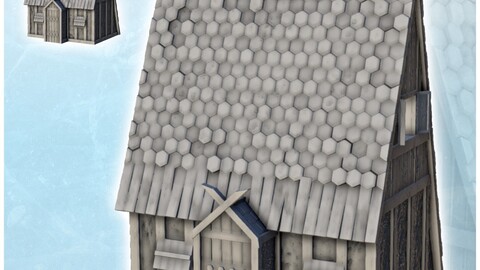 Viking house with high roof and big chimney (1) | STL for 3D Printing Printer | Hard Surface