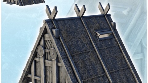 Viking building in thatch and wood with ornaments (7) | STL for 3D Printing Printer | Hard Surface