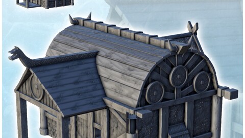 Scandinavian house with large canopy and ornaments (9) | STL for 3D Printing Printer | Hard Surface