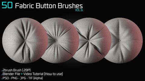 50 Fabric Button Brushes – Vol-6