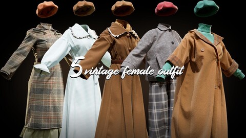 5 vintage female outfit+ video tutorial