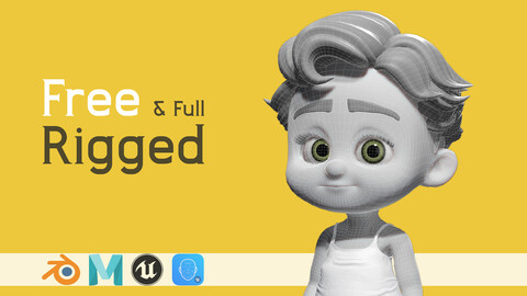 Free Toon Child Stylized Cartoon Kid Rigged Baby Character