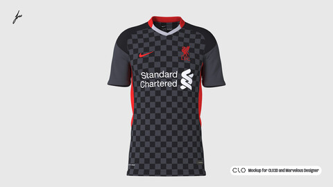 NIKE - LIVERPOOL 20/21 THIRD MOCKUP & MANNEQUIN for CLO3D and Marvelous Designer