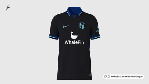 NIKE - ATLETICO MADRID 23/24 AWAY MOCKUP for CLO3D and Marvelous Designer