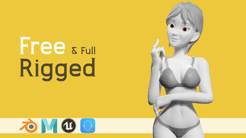 Free Stylized Cartoon Woman Nude  Woman with Perfect Topology