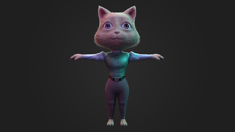 Stylized Anthropomorphic Cat Character ( Fur, Medieval Outfit)