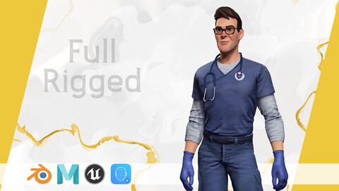 Stylized Cartoon Male Nurse Medical Doctor Character