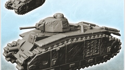 B1-bis French tank 2 | STL for 3D Printing Printer | Hard Surface