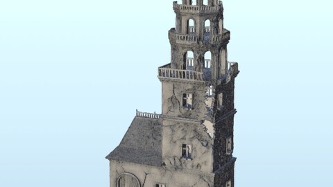 Ruined bell tower with house 13 | STL for 3D Printing Printer | Hard Surface