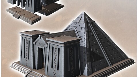 Egyptian Pyramid with Monumental Platform Entrance (2) | STL for 3D Printing Printer | Hard Surface