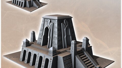 Egyptian Temple with Obelisks and Access Stairs (3) | STL for 3D Printing Printer | Hard Surface