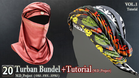 20 Turban Models Bundle + Tutorial (Project MD) - VOL 01