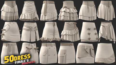 27models of skirt fimale's megapack 85%off/ marvelous & clo3d / OBJ / FBX🔥"Only $1 for 24 hours."!!🔥