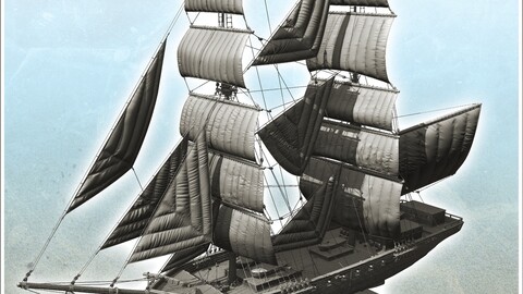 Brig sailing ship with two main masts (2) | STL for 3D Printing Printer | Hard Surface