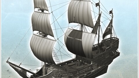 Sailing ship galleons with guns and accessories (4) | STL for 3D Printing Printer | Hard Surface