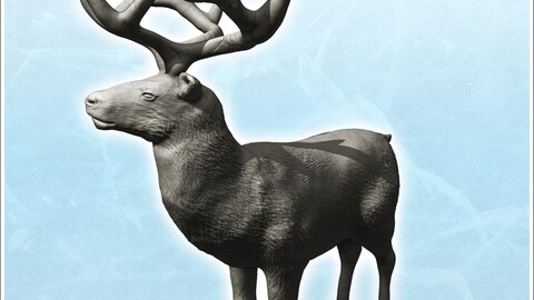 Deer with antlers (6) | STL for 3D Printing Printer | Hard Surface