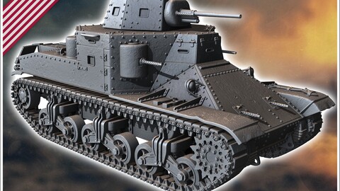 M2 Medium Tank (combat damaged version) | STL for 3D Printing Printer | Hard Surface