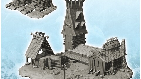 Large Viking palace with large tower and storage annex (7) | STL for 3D Printing Printer | Hard Surface