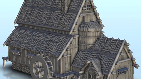 Viking water mill | STL for 3D Printing Printer | Hard Surface