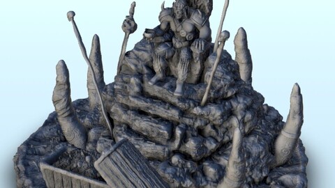 Orc on throne with treasure chest 1 | STL for 3D Printing Printer | Hard Surface