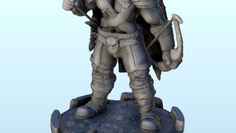 Orc hero with beast skin and bow 2 | STL for 3D Printing Printer | Hard Surface