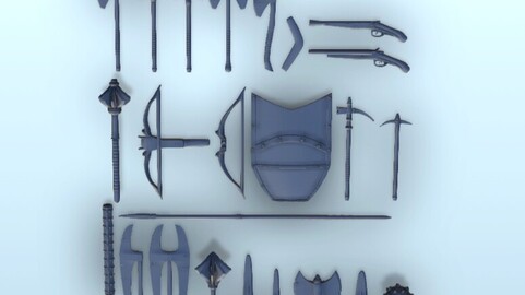 Set of Medieval weapons (1) | STL for 3D Printing Printer | Hard Surface