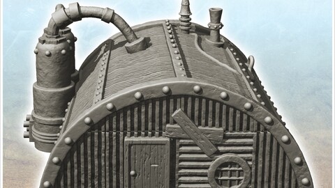 Storage hut with product tanks and magnetic antennas (2) | STL for 3D Printing Printer | Hard Surface